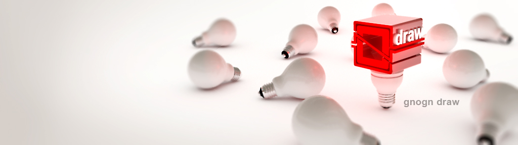 gnogn draw header image: 3D light bulb logo