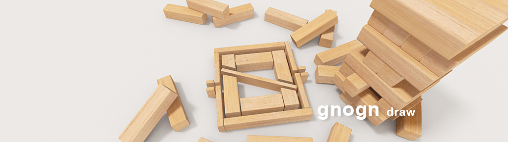 gnogn draw header image: 3D wooden blocks